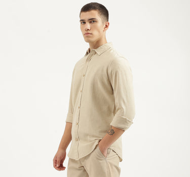 Slim Fit Spread Collar Solid Shirts