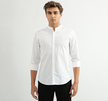 Men Solid Mandarin Collar Shirt