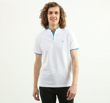 Men Solid Stand Collar T-Shirt