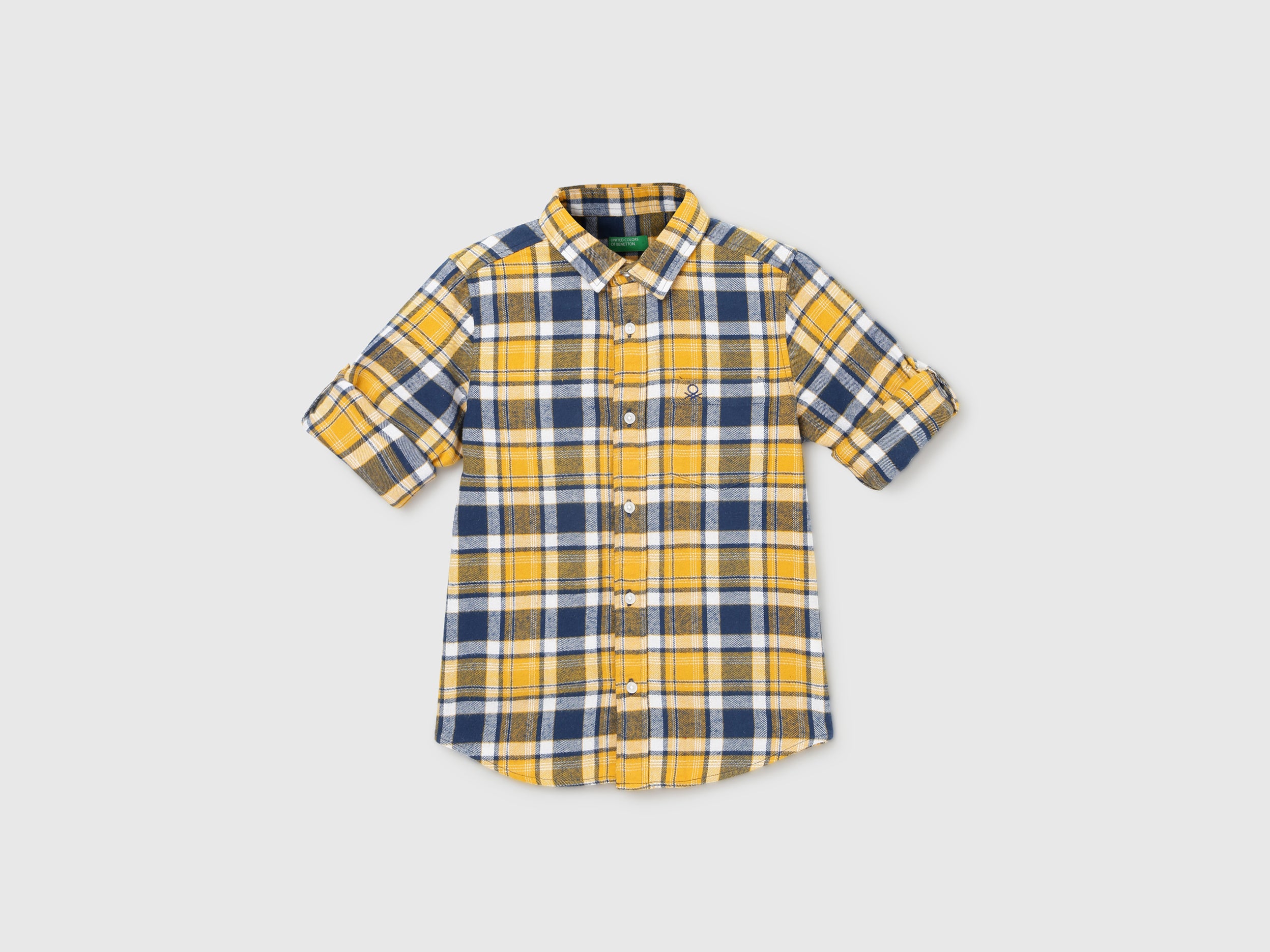 Boy's Regular Fit Spread Collar Checked Shirt