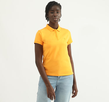 Women Solid Polo Collar T-shirt