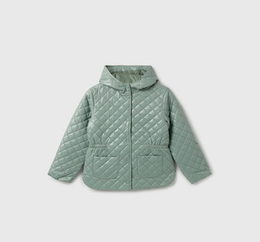 Girl's Regular Fit Hooded Neck Quilted Jacket