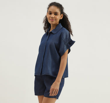 Spread Collar Solid Shirt