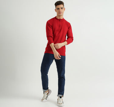 Men Solid High Neck Sweater