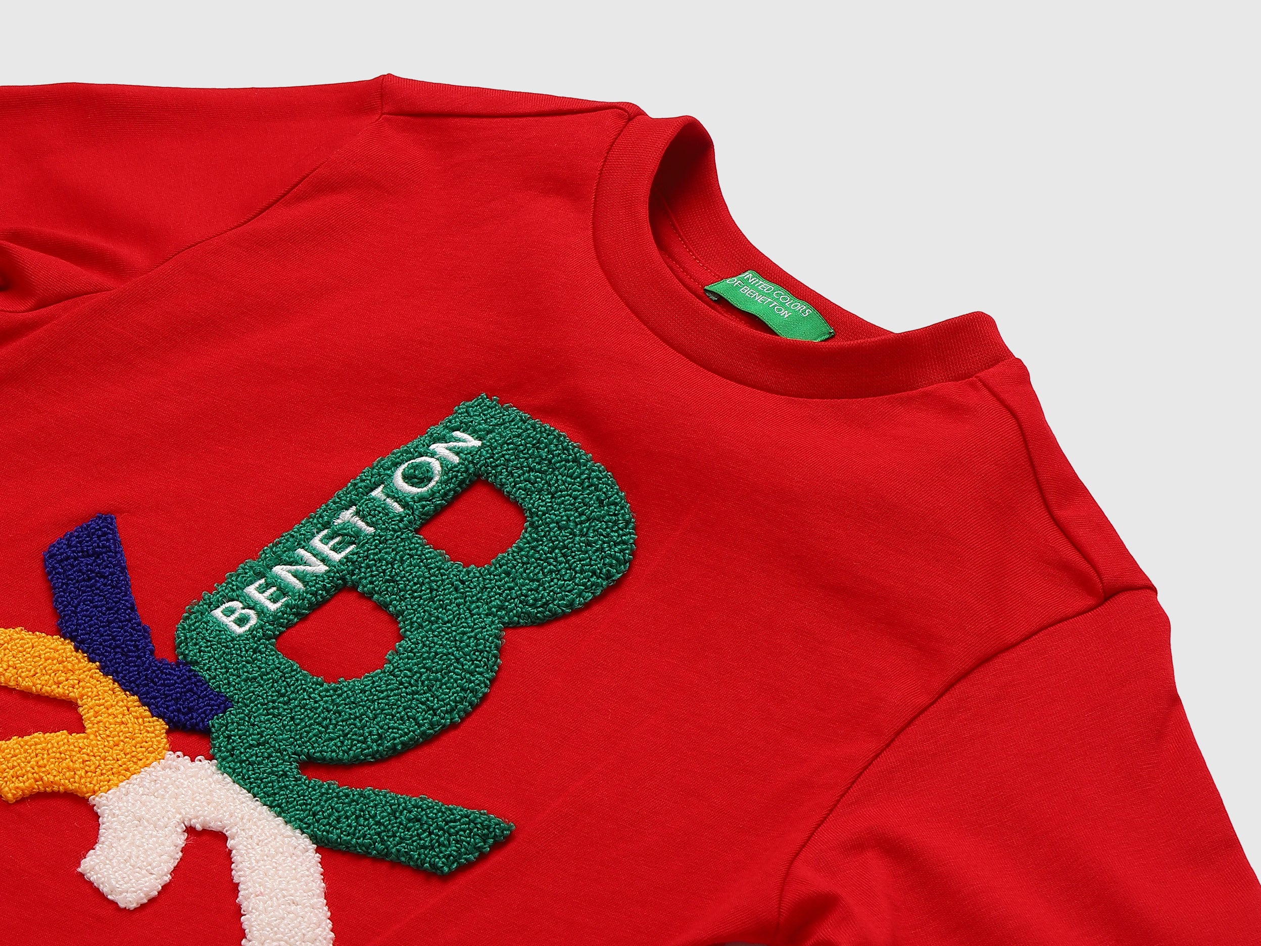 Benetton Clothing Logo Red Embroidered T-Shirt – United Colors Of