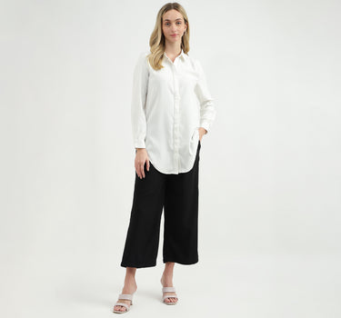 Relaxed-Fit Regular Collar High-Low Hem Shirt