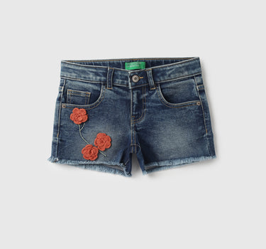 Girls Embroidery Regular Fit Shorts