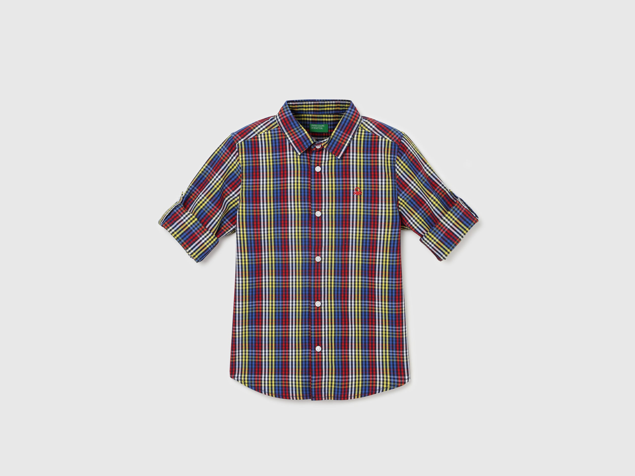 Boy's Regular Fit Spread Collar Checked Shirt