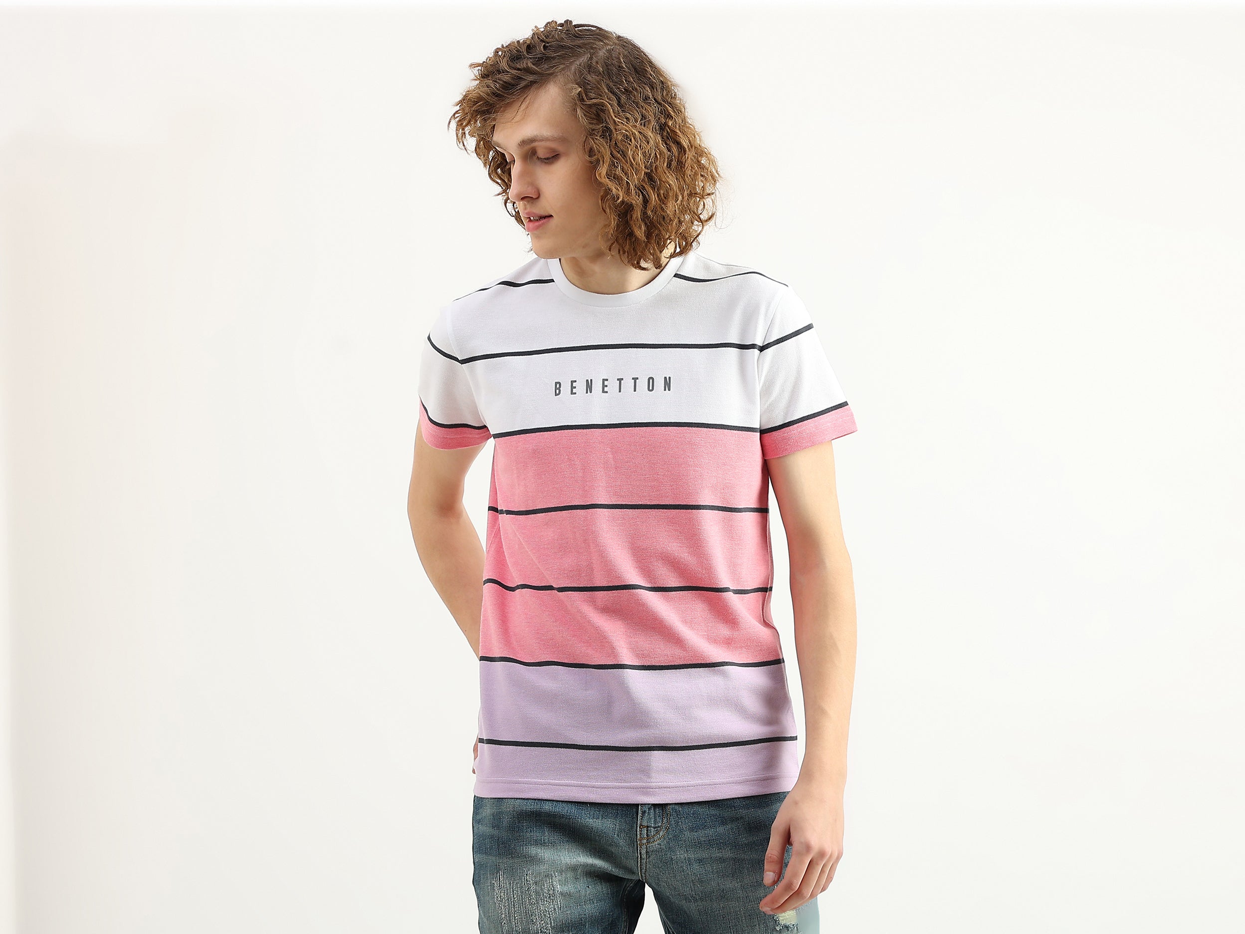 Men Striped Round Neck T-Shirt