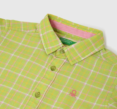 Boys Checked Spread Collar Shirt