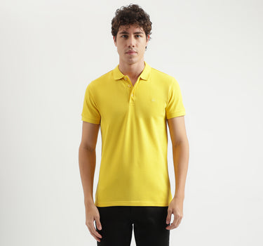 Regular Fit Polo Neck Solid Pattern T-shirt