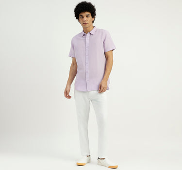 Slim Fit Spread Collar Solid Shirt