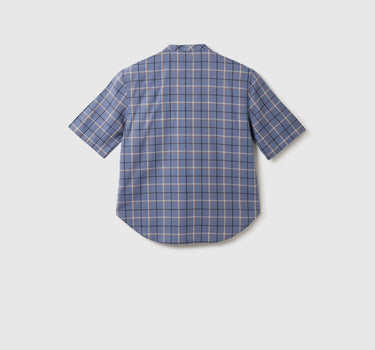 Boys Checked Mandarin Collar Shirt