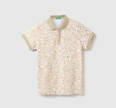 Women Printed Polo Collar T-shirt