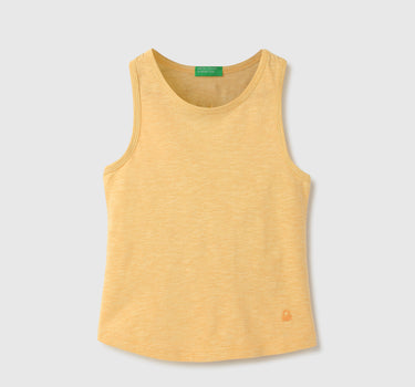 Regular-Fit Round Neck Solid Tank Top With Back Knot Detail