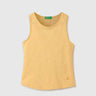 Regular-Fit Round Neck Solid Tank Top With Back Knot Detail