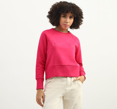 Women Solid Round Neck Sweatshirt