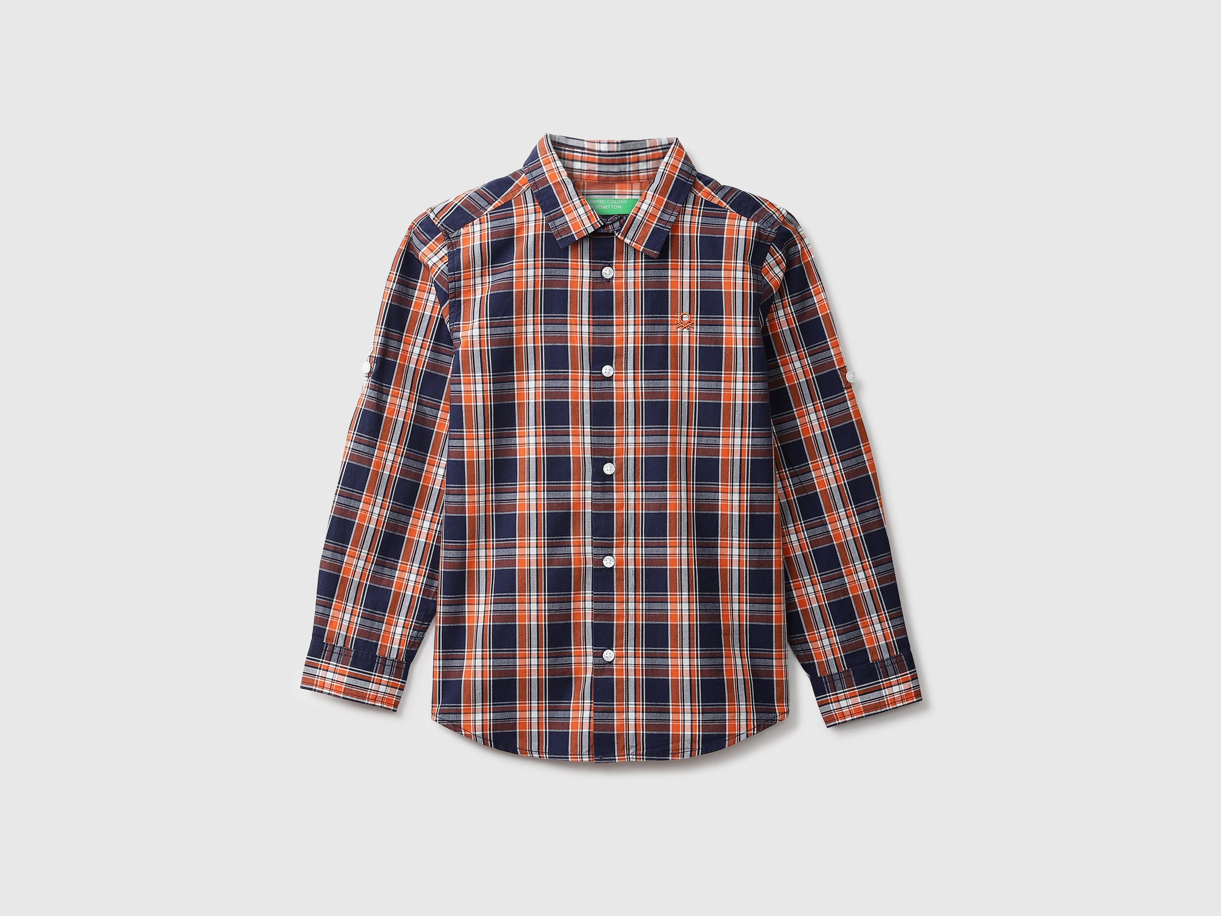 Blue And Orange Checked Shirt