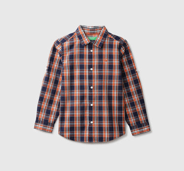 Blue And Orange Checked Shirt