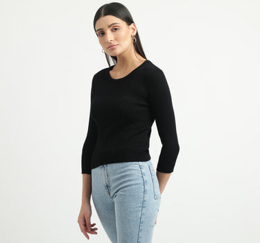 Women Ribbed Round Neck Sweater