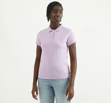 Women Solid Polo Collar T-shirt