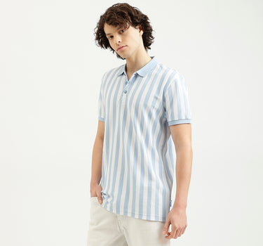 Regular Fit Polo Neck Striped T-Shirt