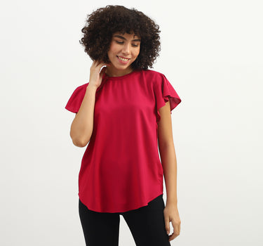 Women Solid Round Neck Top