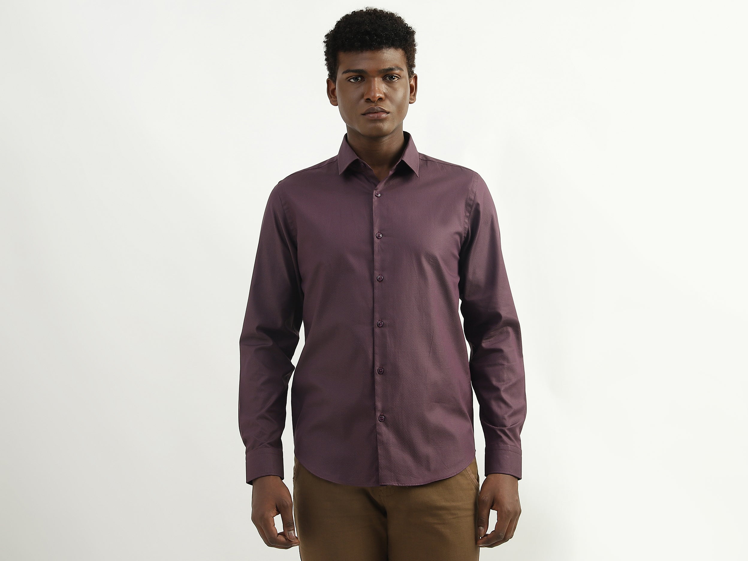 Cotton Solid Spread Collar Mens Shirts