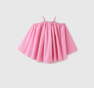 Girls Striped Shoulder Strap Dress