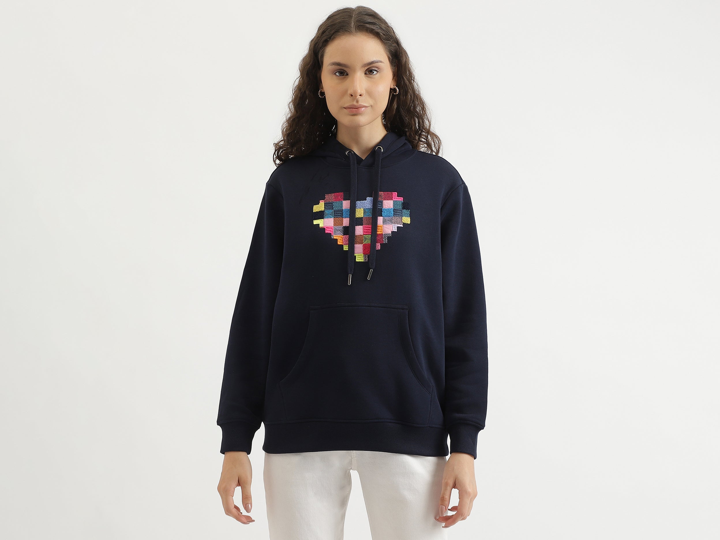 Regular Fit Hooded Embroidered Sweatshirt