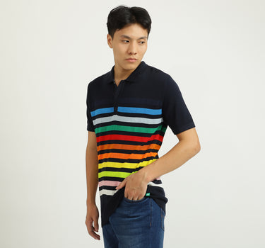 Black Striped Polo T-Shirt