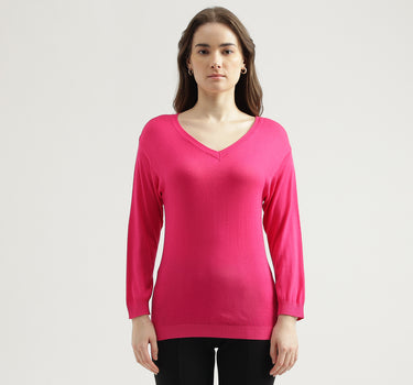 Women's Regular Fit V-Neck Solid Sweater