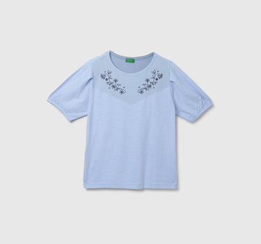 Round Neck Embroidered Top