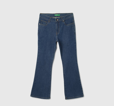 Solid Mid Waist Bootleg Jeans