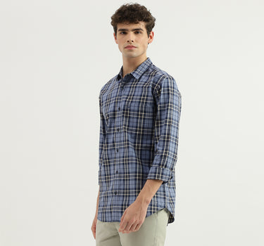 Slim Fit Spread Collar Checkered Shirt