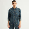 Men's Regular Fit Spread Collar Embroidery Shirts