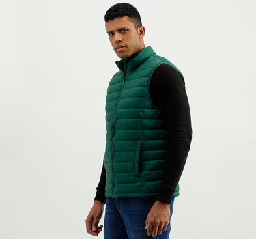 Regular Fit Mock Neck Solid Jacket