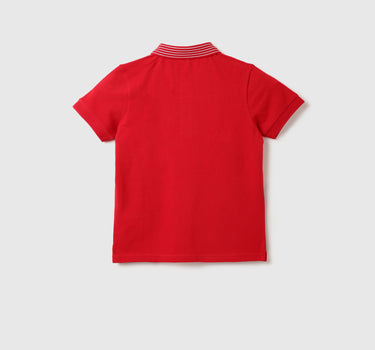 Boys Textured Polo Collar T-Shirt