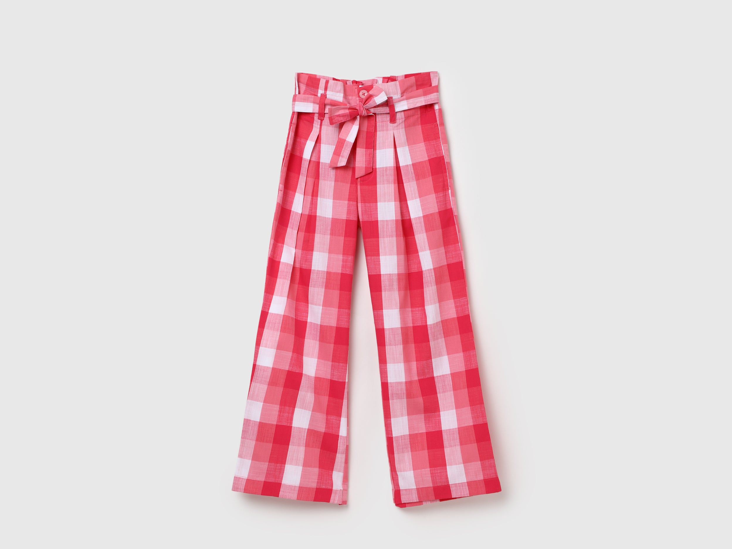 Girls Checked Regular Fit Trousers