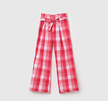 Girls Checked Regular Fit Trousers