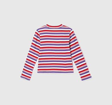 Regular Fit Mock Neck Striped Girl's T-Shirt