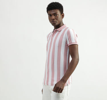 Cotton Striped Polo Collar Mens T-shirts