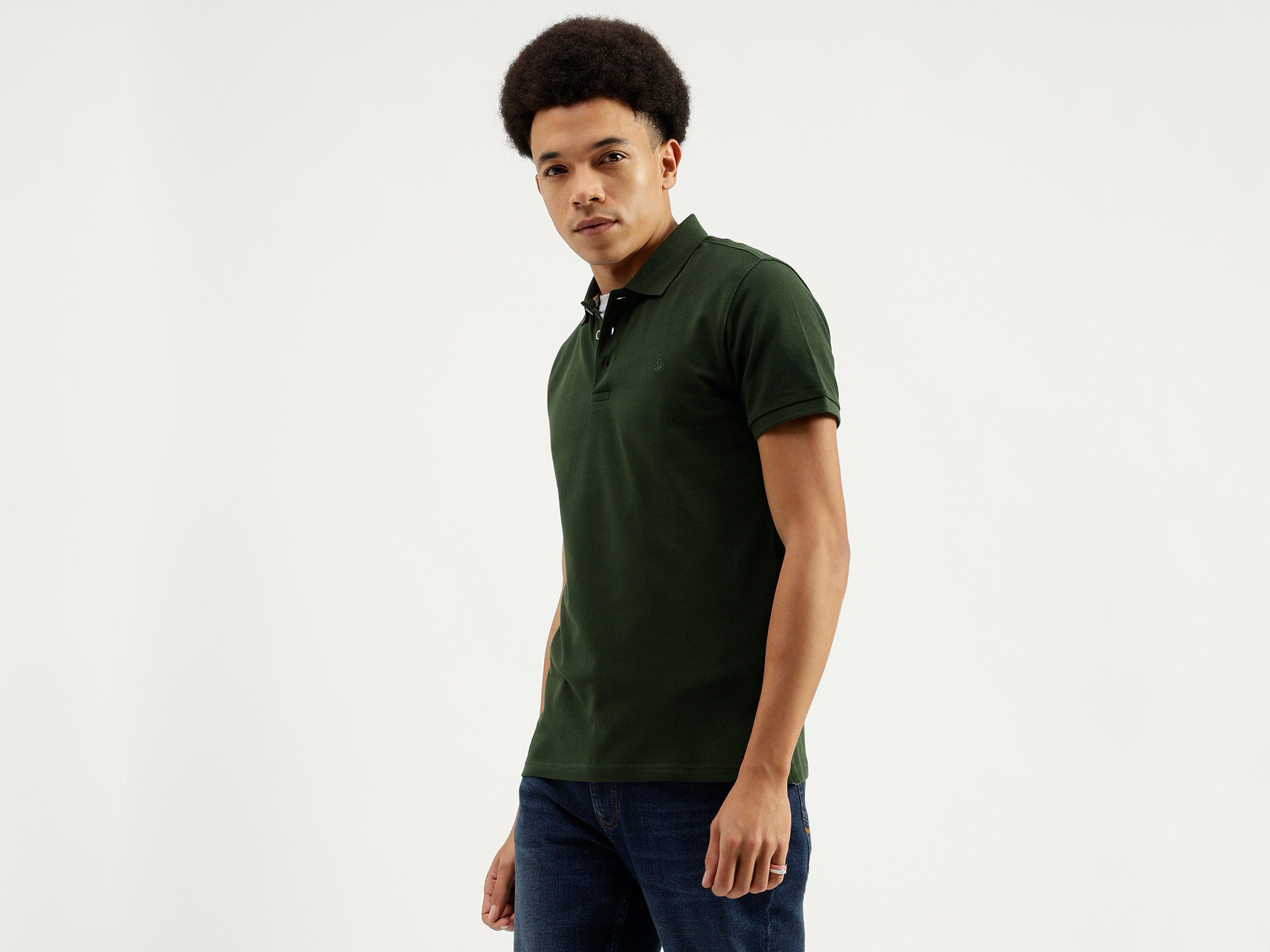 Regular Fit Ribbed Collar Solid T-Shirt