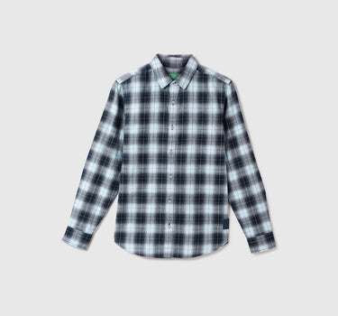 Men Checked Spread Collar Shirt