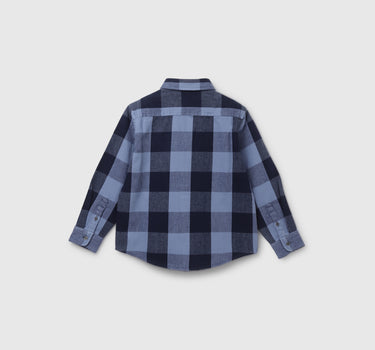 Boy's Regular Fit Spread Collar Checked Shirt