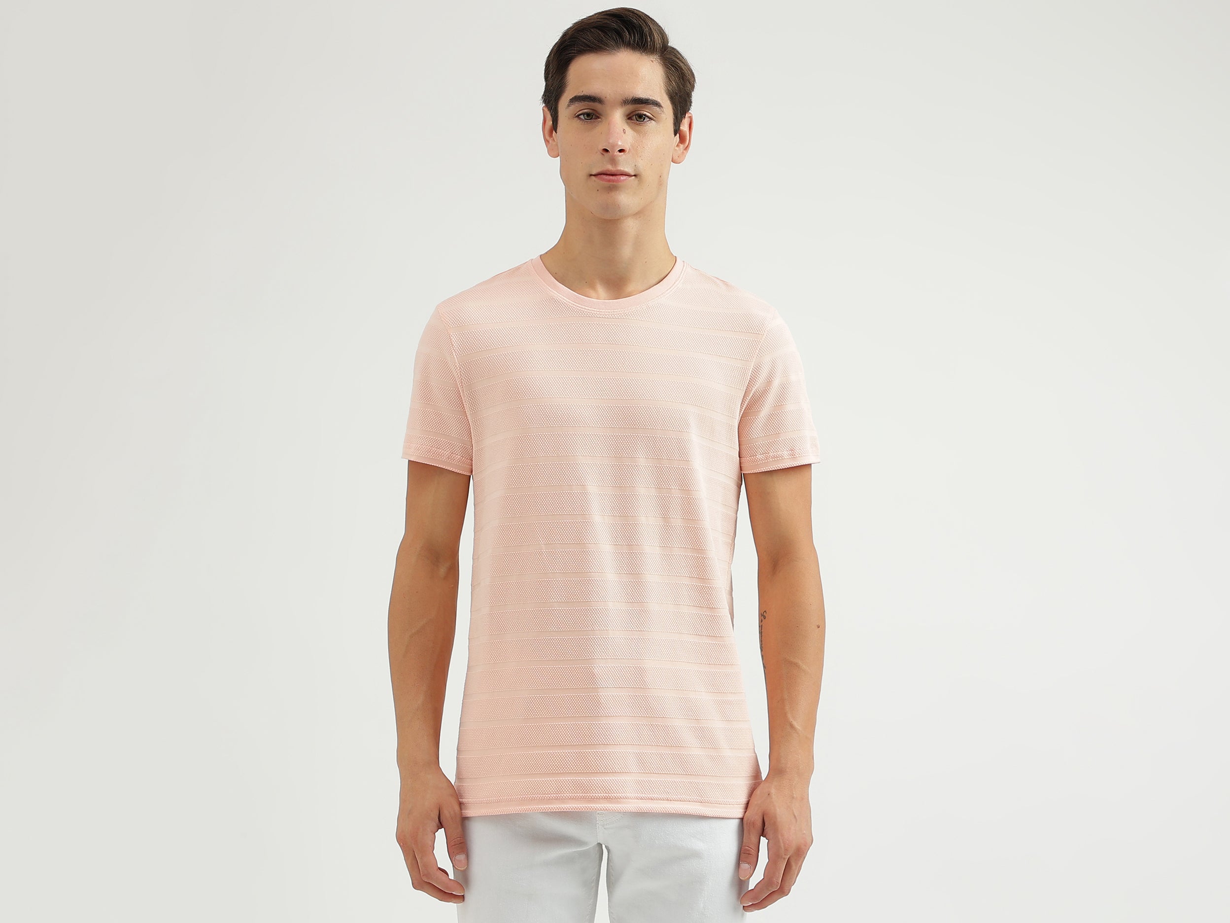 Textured Crew Neck Regular-Fit T-Shirt