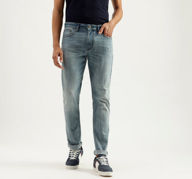 Solid Mid Rise Slim Straight Jeans