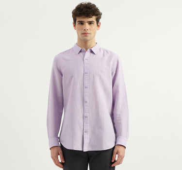 Slim Fit Spread Collar Solid Shirt