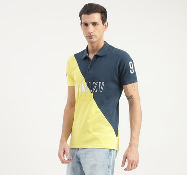 Embroidered Half-and-Half Polo T-Shirt