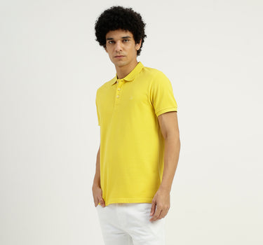 Regular Fit Ribbed Collar Solid T-Shirt